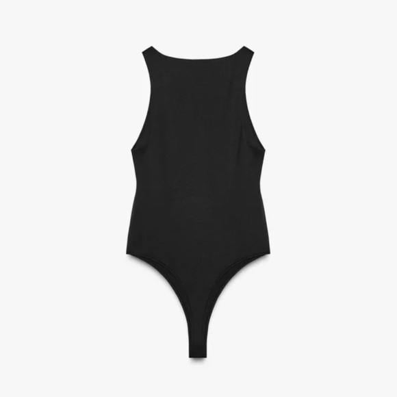 ZARA Polyamide Halter Bodysuit Black Medium - Picture 2 of 10